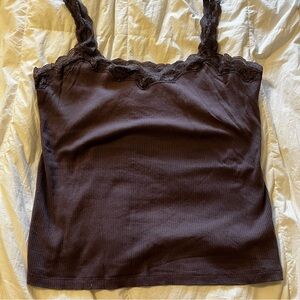 Maurices Lace Trim Tank in Rich Brown
